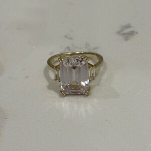 925 silver ring with emerald cut stone